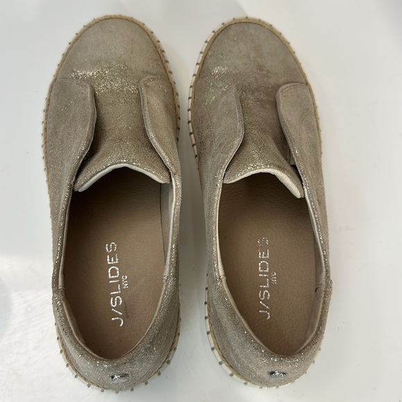 J Slides Karla Gold Brushed Leather Casual Slip On Sneakers Size 7.5 - Picture 8 of 15